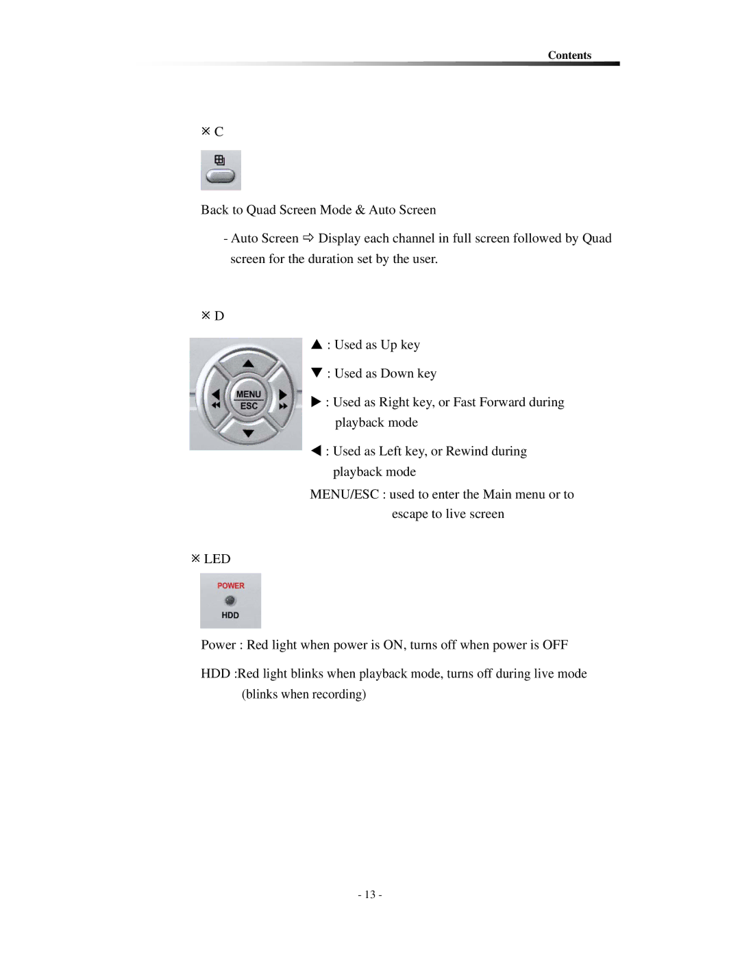 Clover Electronics CDR0410, CDR0430 instruction manual Led 