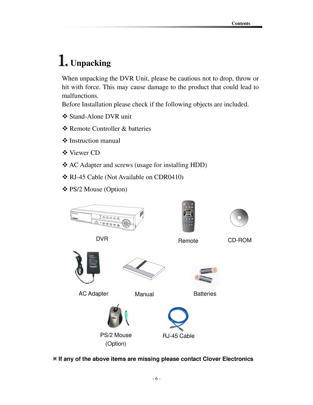 Clover Electronics CDR0430, CDR0410 instruction manual Dvr 