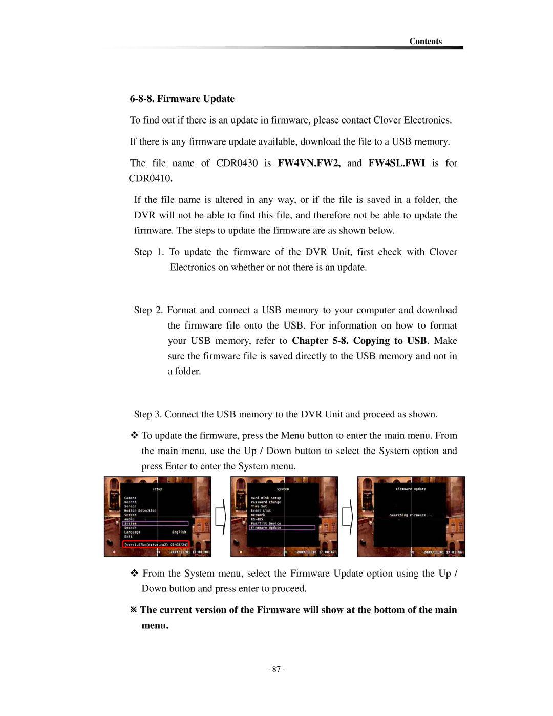 Clover Electronics CDR0410, CDR0430 instruction manual Firmware Update 