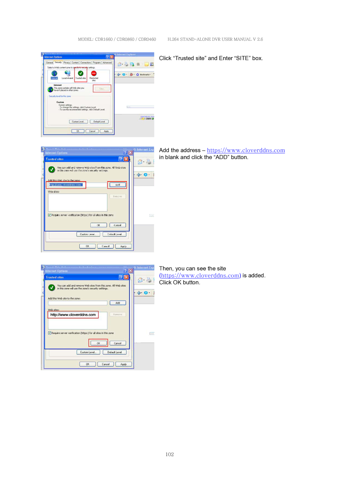 Clover Electronics CDR0860, CDR1660, CDR0460 manual 102 