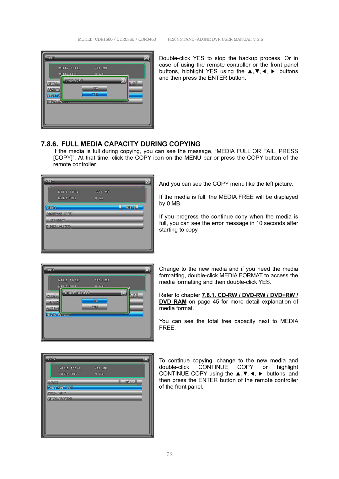 Clover Electronics CDR1660, CDR0860, CDR0460 manual Full Media Capacity During Copying, Free 