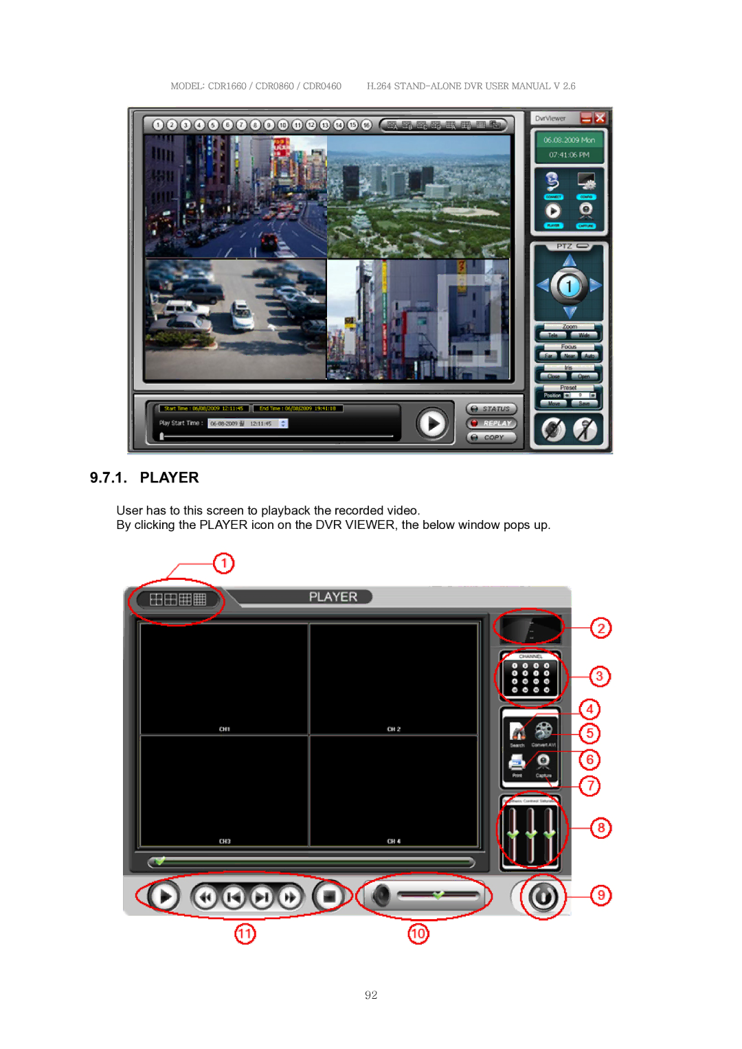 Clover Electronics CDR0460, CDR0860, CDR1660 manual Player 