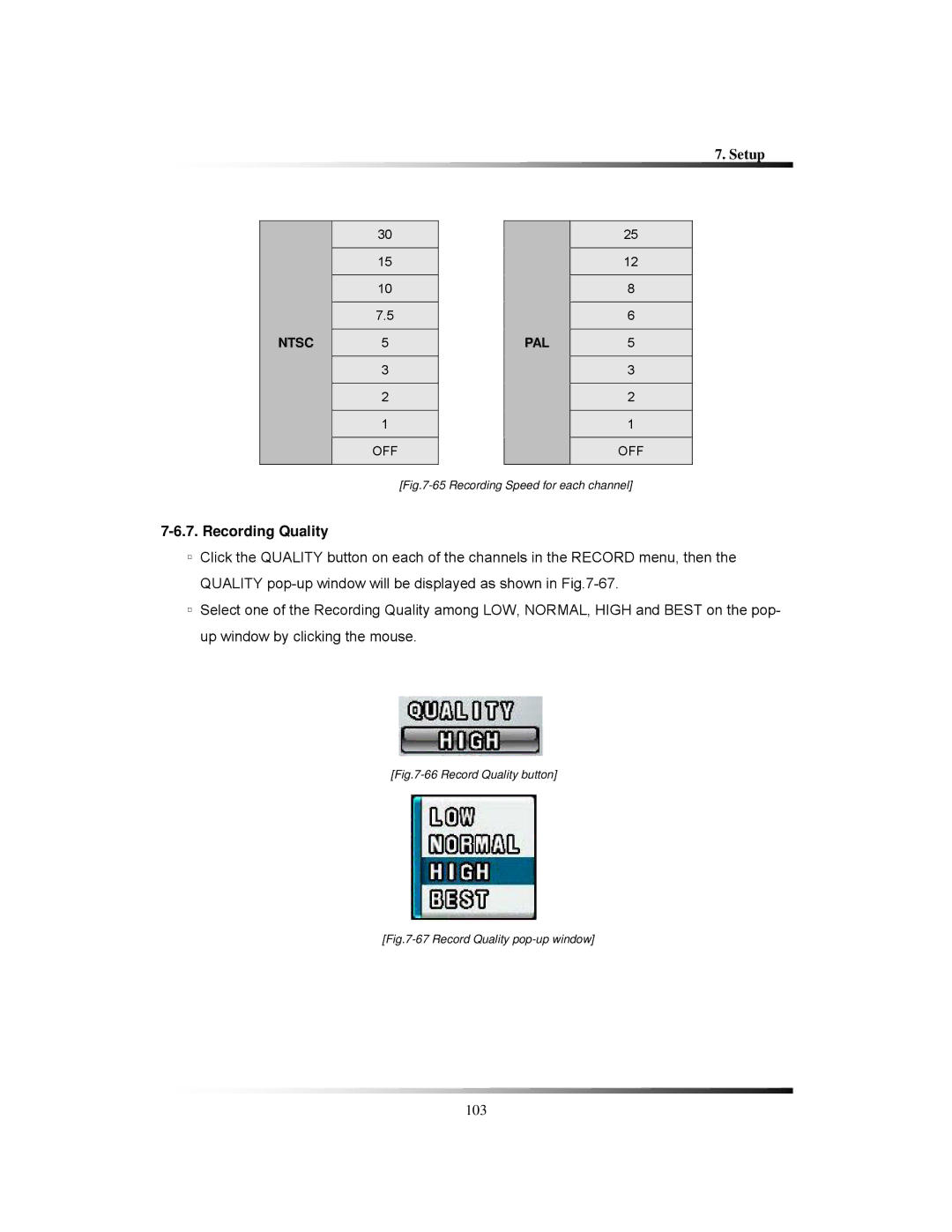 Clover Electronics CDR1650 instruction manual Recording Quality, Recording Speed for each channel 