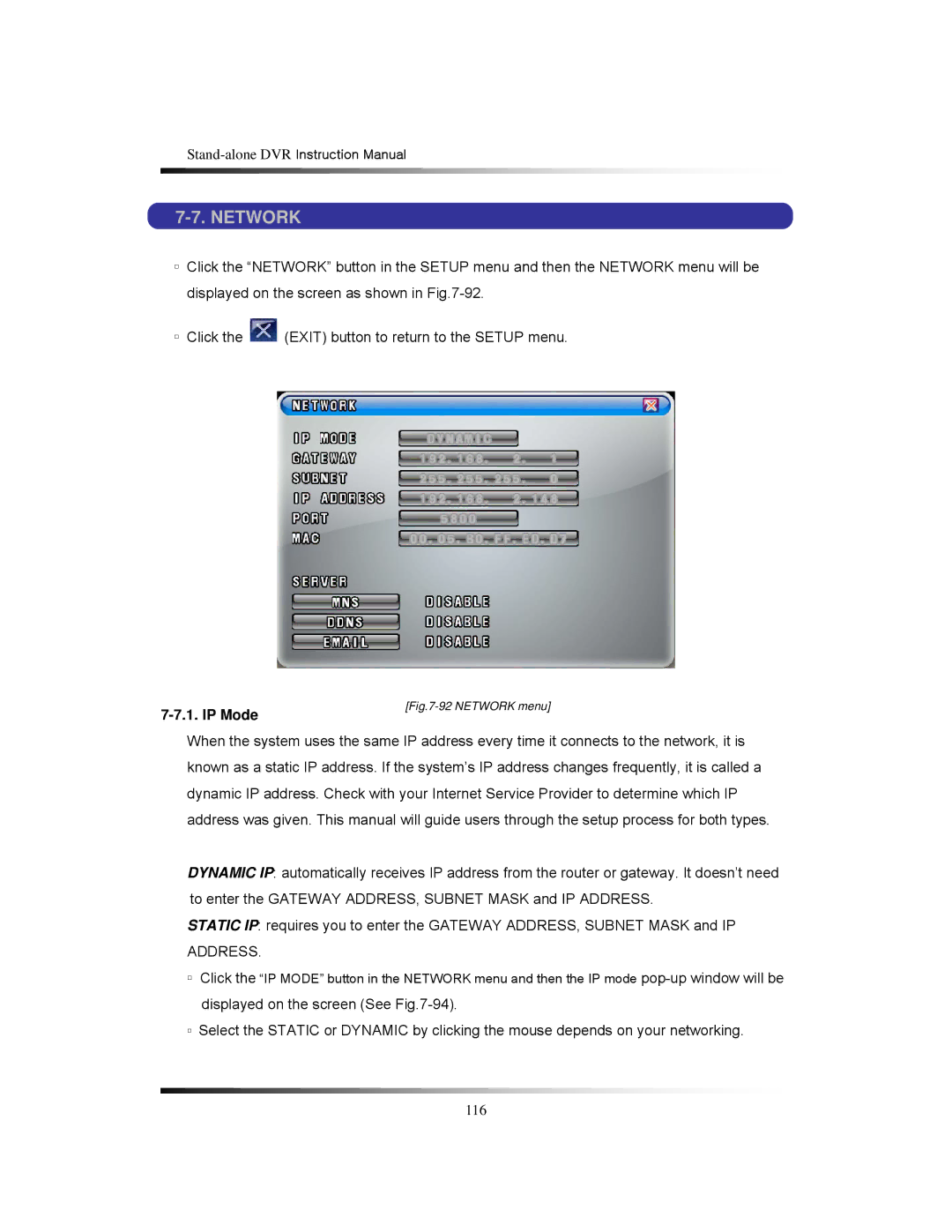 Clover Electronics CDR1650 instruction manual Network 