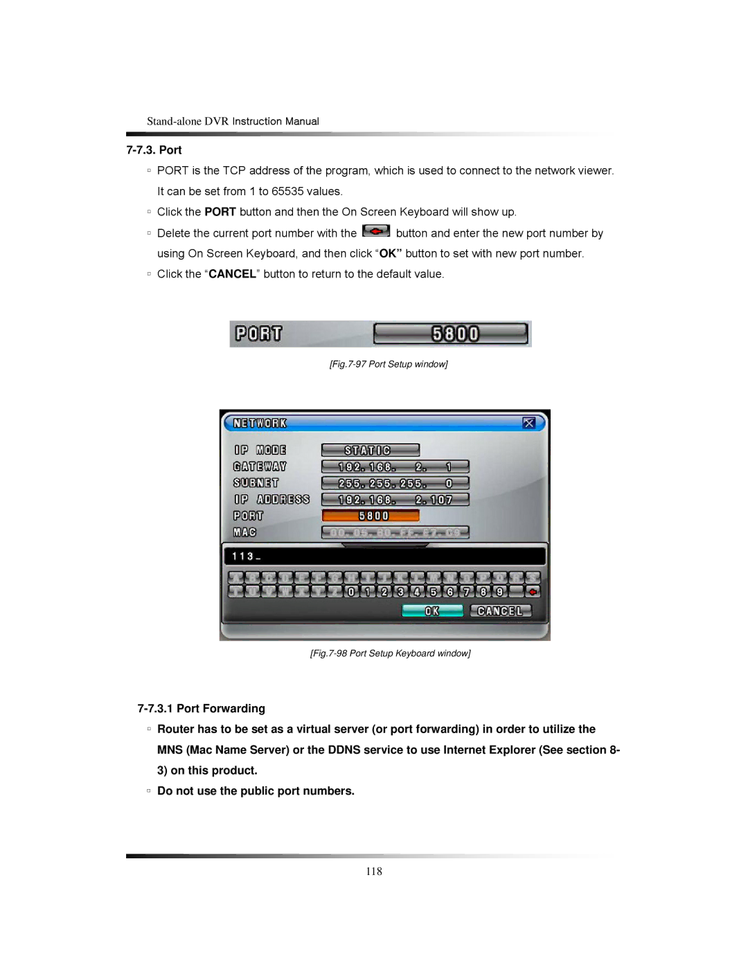 Clover Electronics CDR1650 instruction manual Port Setup window 