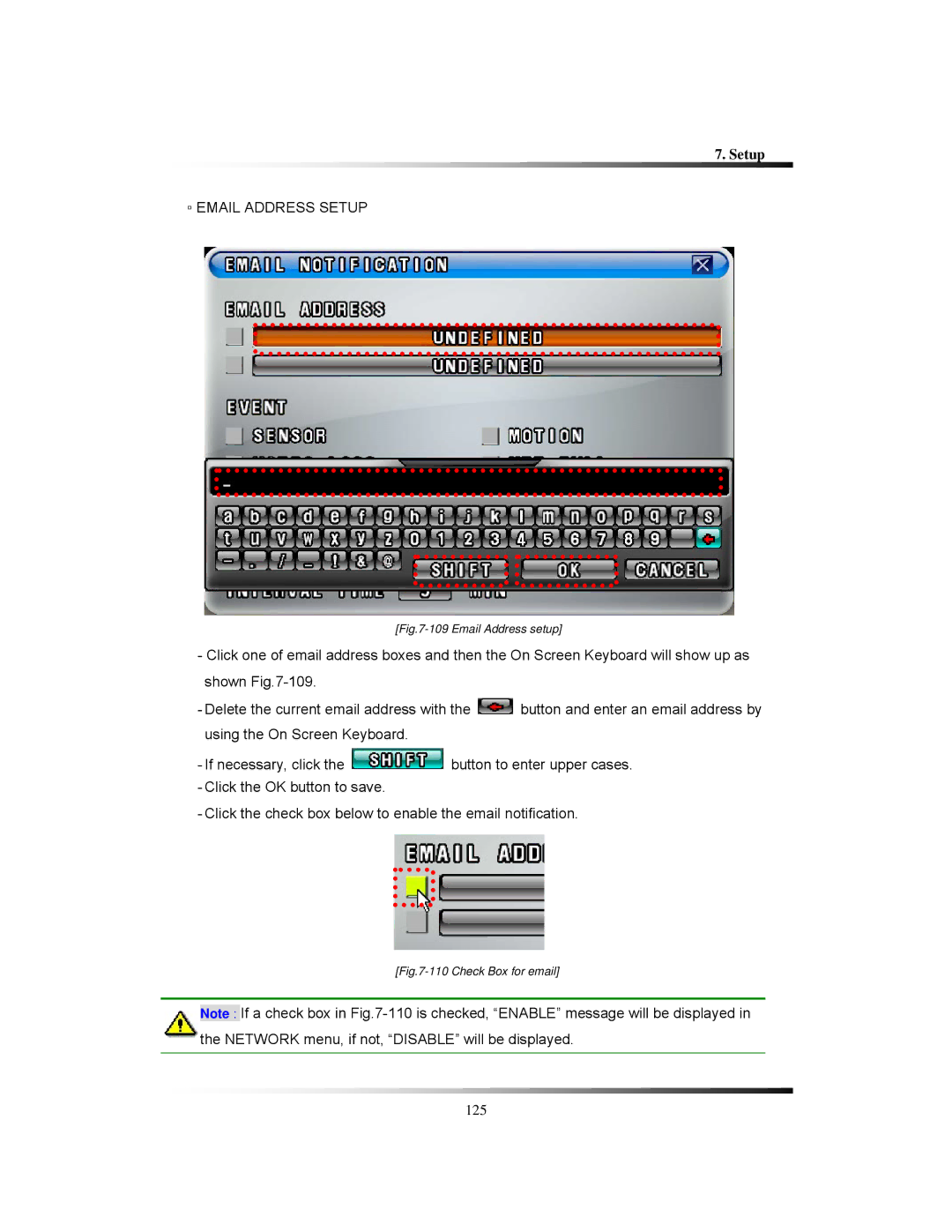 Clover Electronics CDR1650 instruction manual Email Address Setup, Email Address setup 