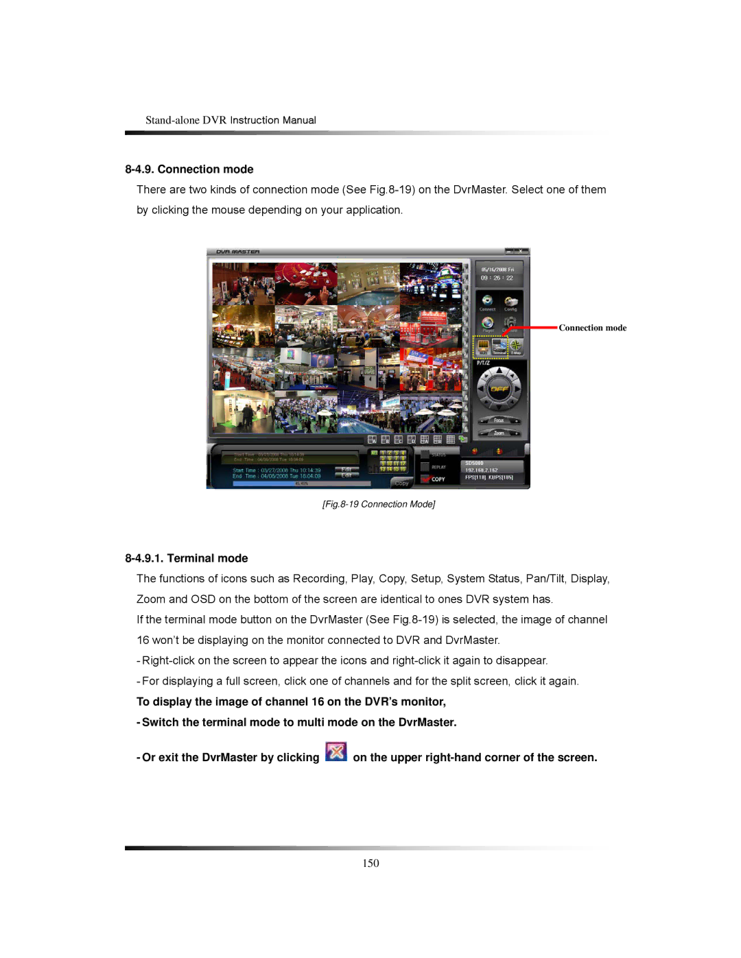 Clover Electronics CDR1650 instruction manual Connection mode, Terminal mode 