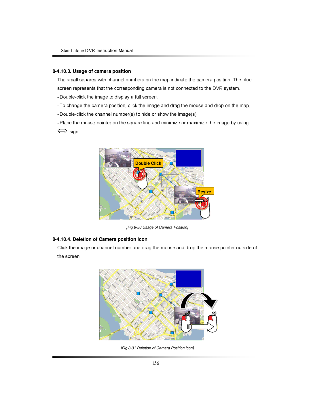 Clover Electronics CDR1650 instruction manual Usage of camera position, Deletion of Camera position icon 