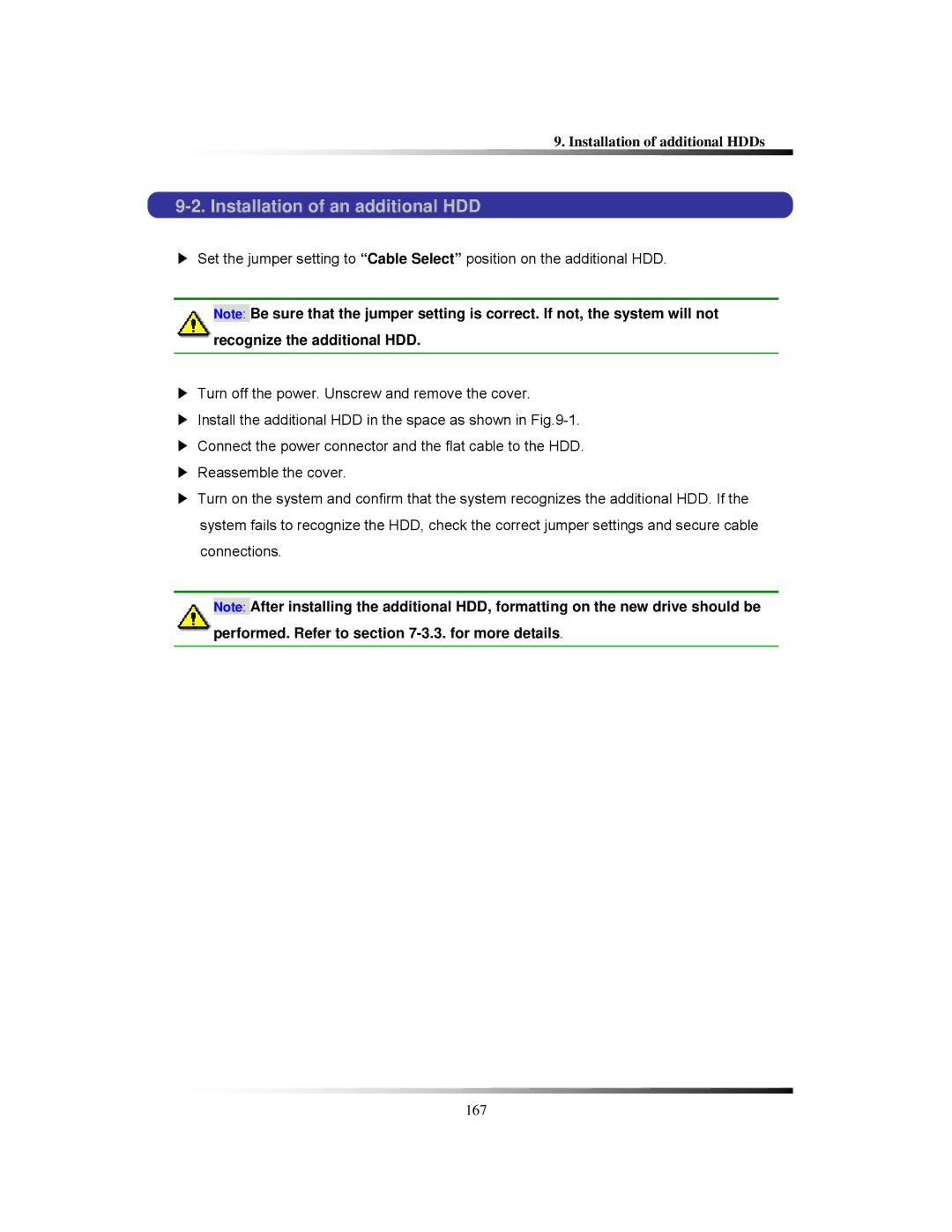 Clover Electronics CDR1650 instruction manual Installation of an additional HDD 