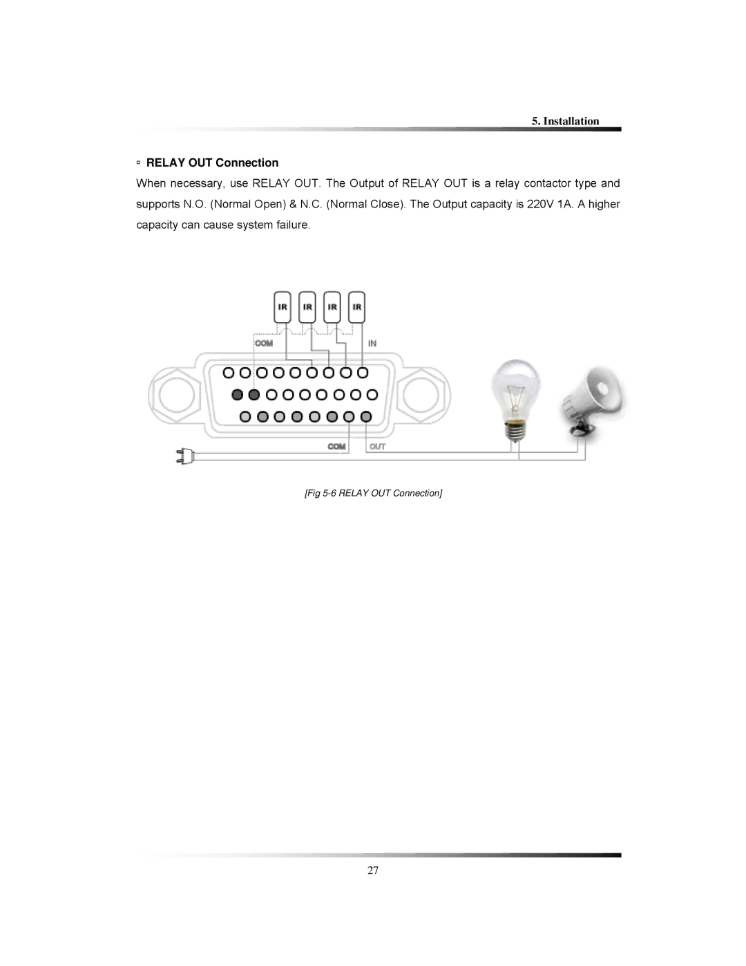 Clover Electronics CDR1650 instruction manual Relay OUT Connection 