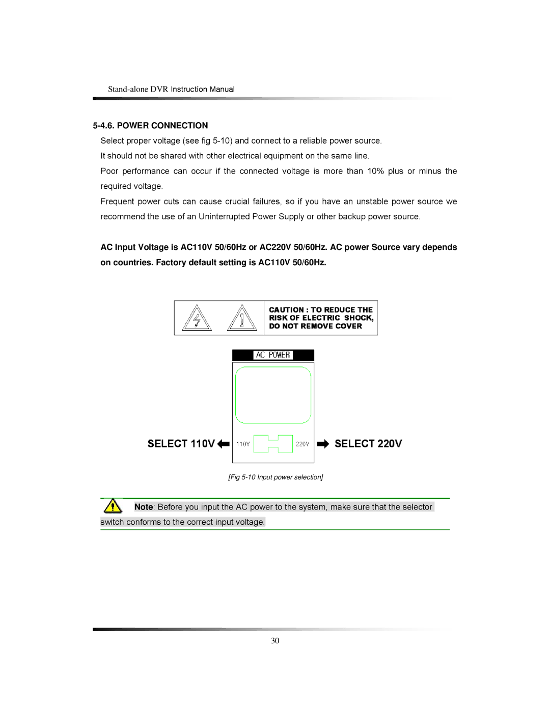 Clover Electronics CDR1650 instruction manual Power Connection 