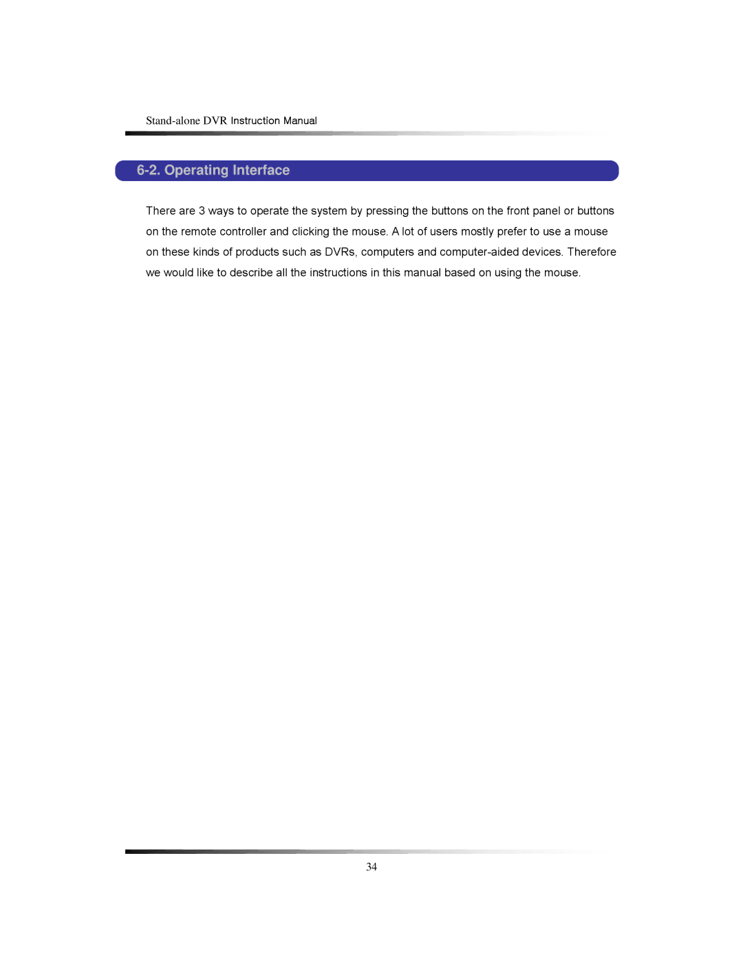 Clover Electronics CDR1650 instruction manual Operating Interface 