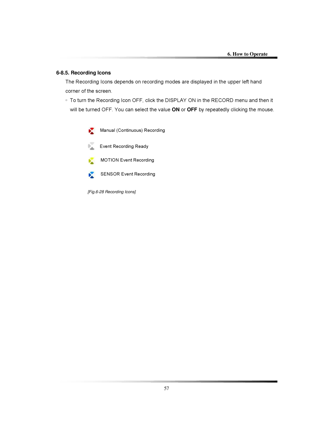 Clover Electronics CDR1650 instruction manual Recording Icons 