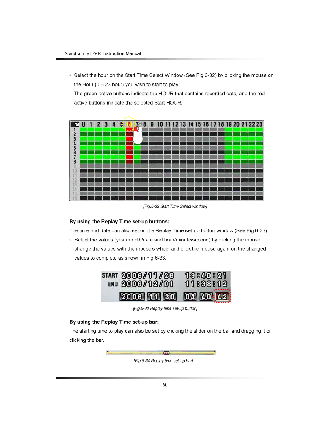 Clover Electronics CDR1650 instruction manual By using the Replay Time set-up buttons, By using the Replay Time set-up bar 