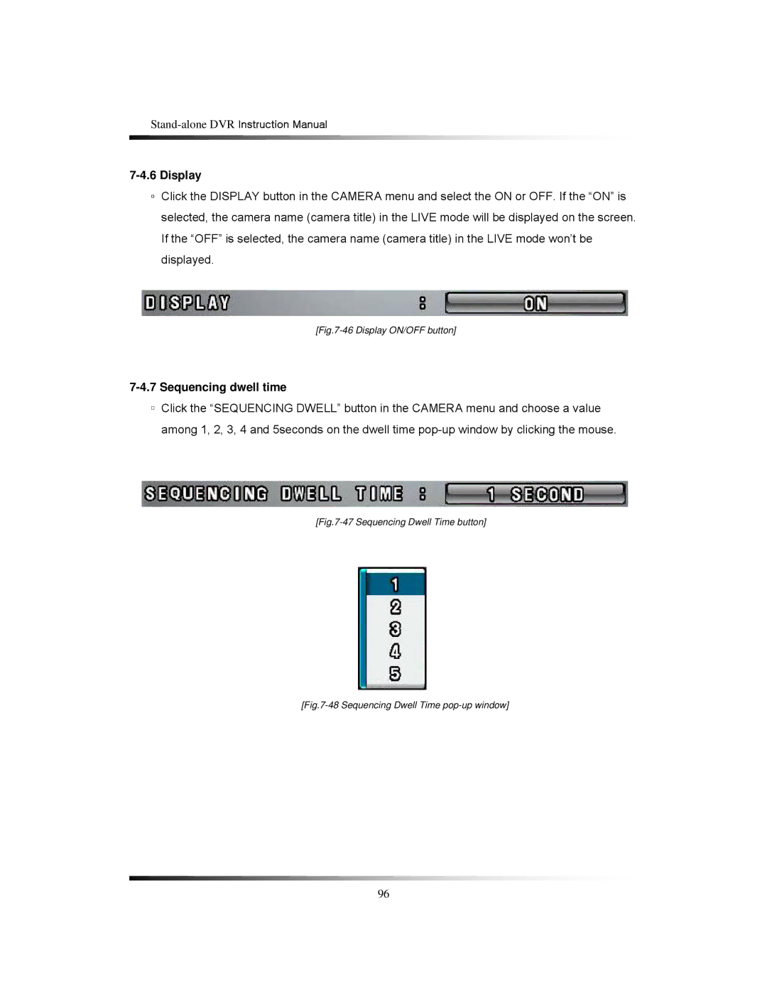 Clover Electronics CDR1650 instruction manual Display, Sequencing dwell time 