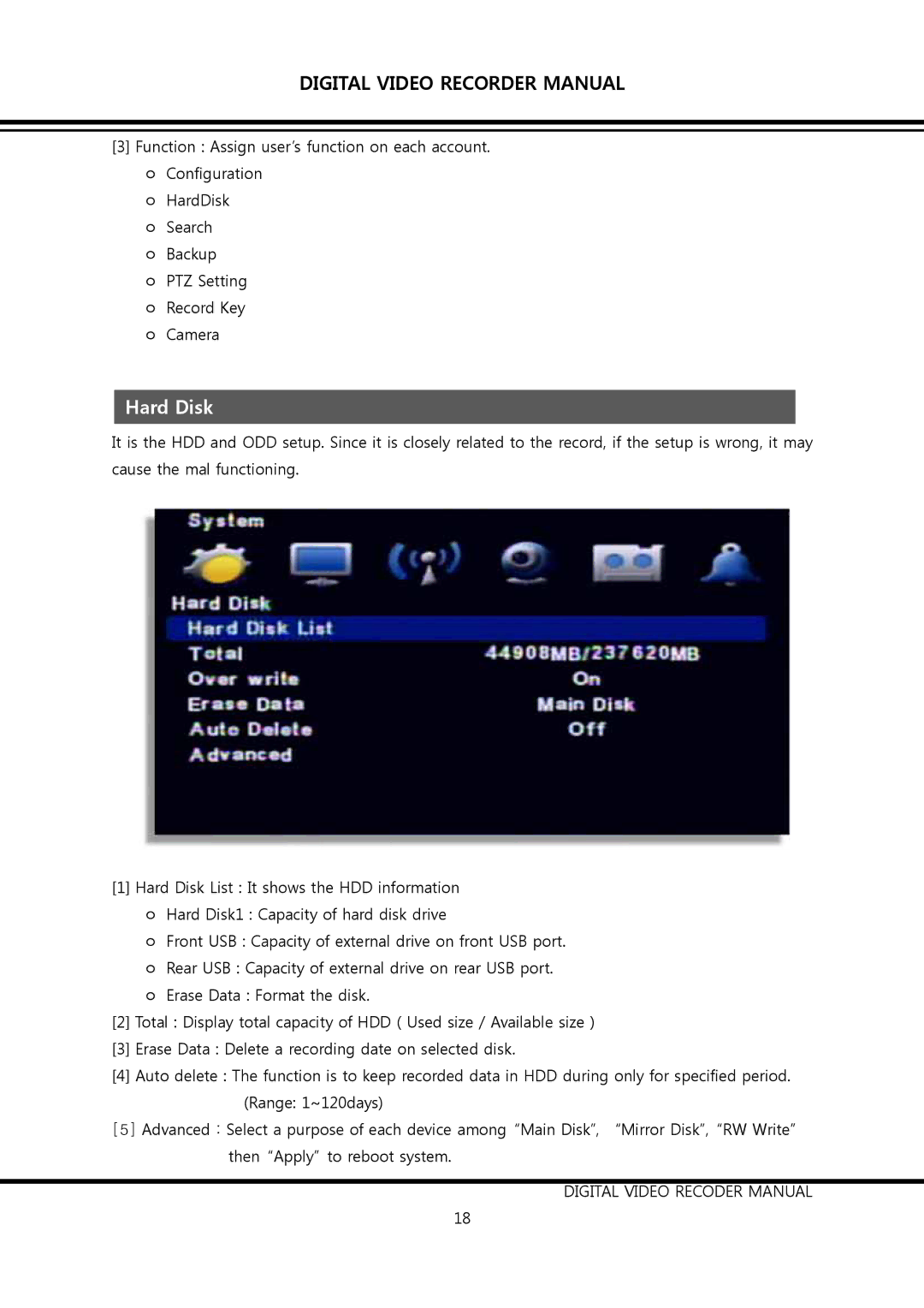 Clover Electronics DV0890, DV1690 instruction manual Hard Disk 