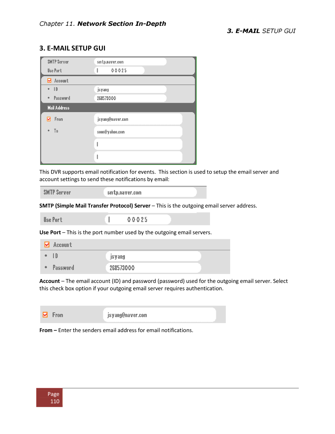 Clover Electronics DV1670D instruction manual Mail Setup GUI 