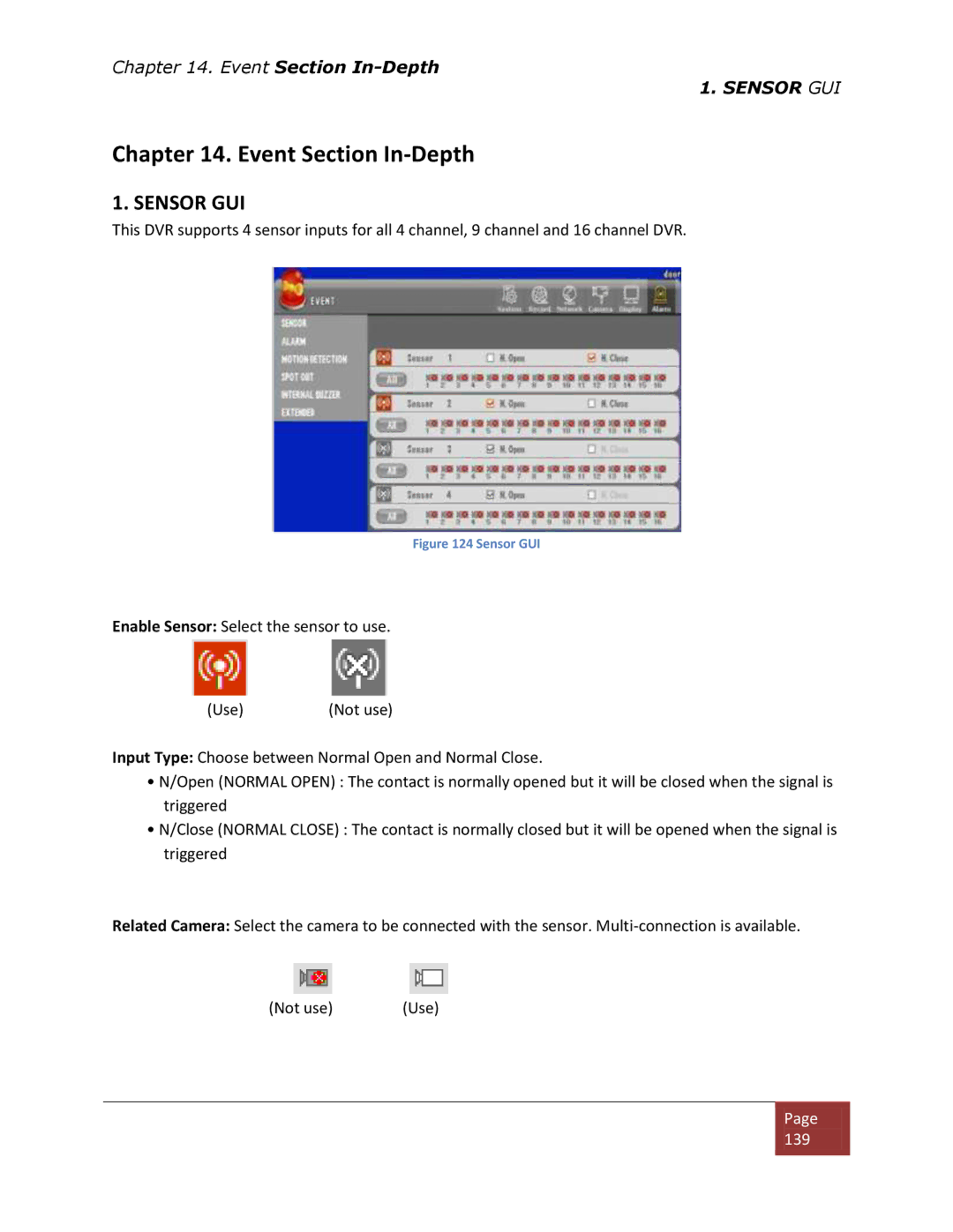 Clover Electronics DV1670D instruction manual Event Section In-Depth, Sensor GUI 