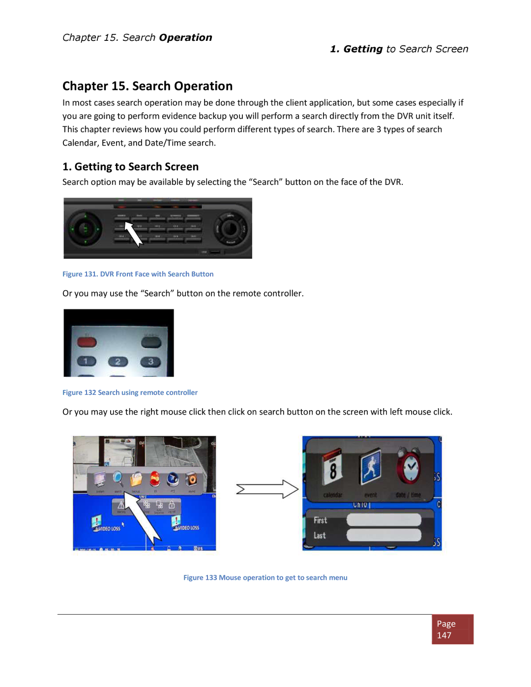 Clover Electronics DV1670D instruction manual Search Operation, Getting to Search Screen 