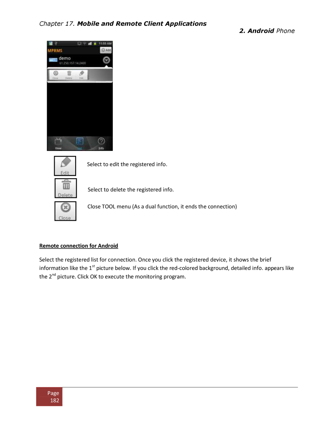 Clover Electronics DV1670D instruction manual Remote connection for Android 