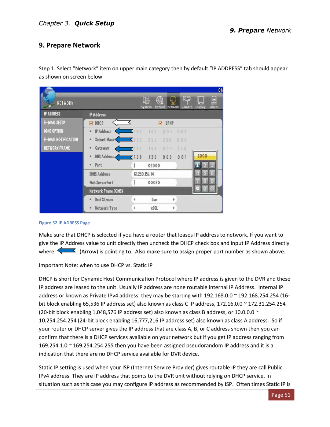 Clover Electronics DV1670D instruction manual Prepare Network, IP Adress 