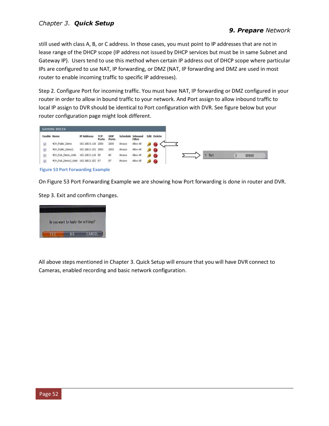 Clover Electronics DV1670D instruction manual Port Forwarding Example 