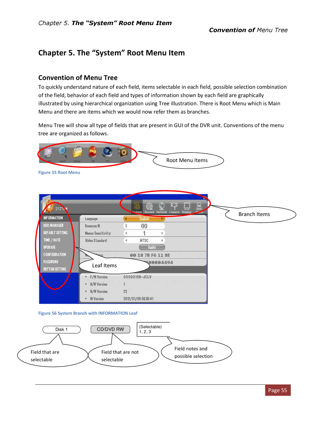 Clover Electronics DV1670D instruction manual System Root Menu Item, Convention of Menu Tree 