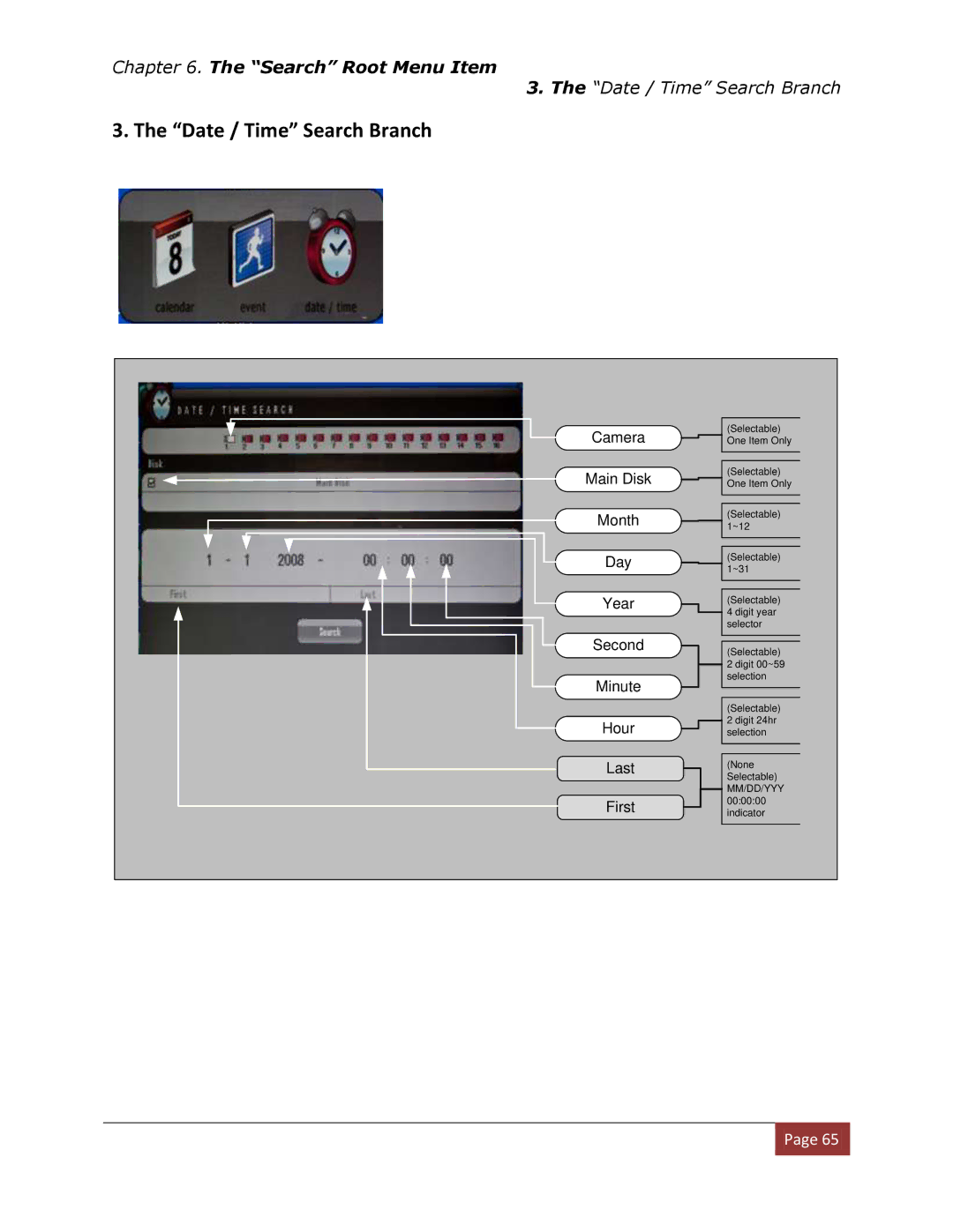 Clover Electronics DV1670D instruction manual Date / Time Search Branch 