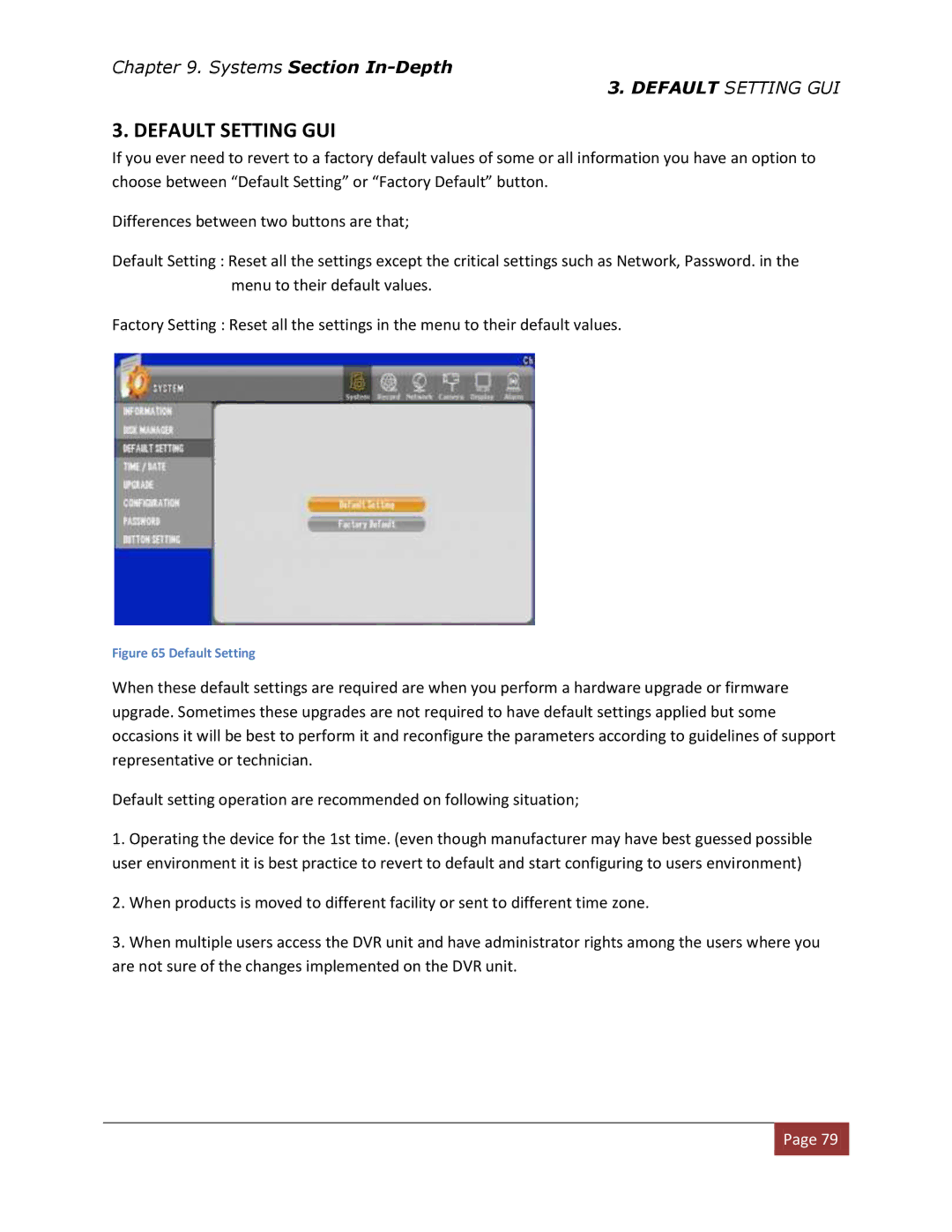 Clover Electronics DV1670D instruction manual Default Setting GUI 