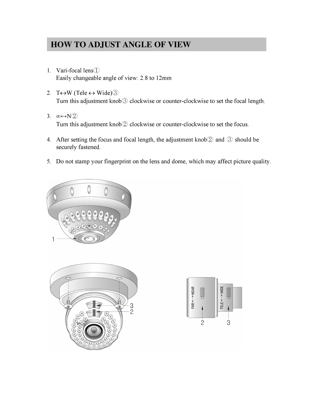 Clover Electronics HDC211 instruction manual HOW to Adjust Angle of View 