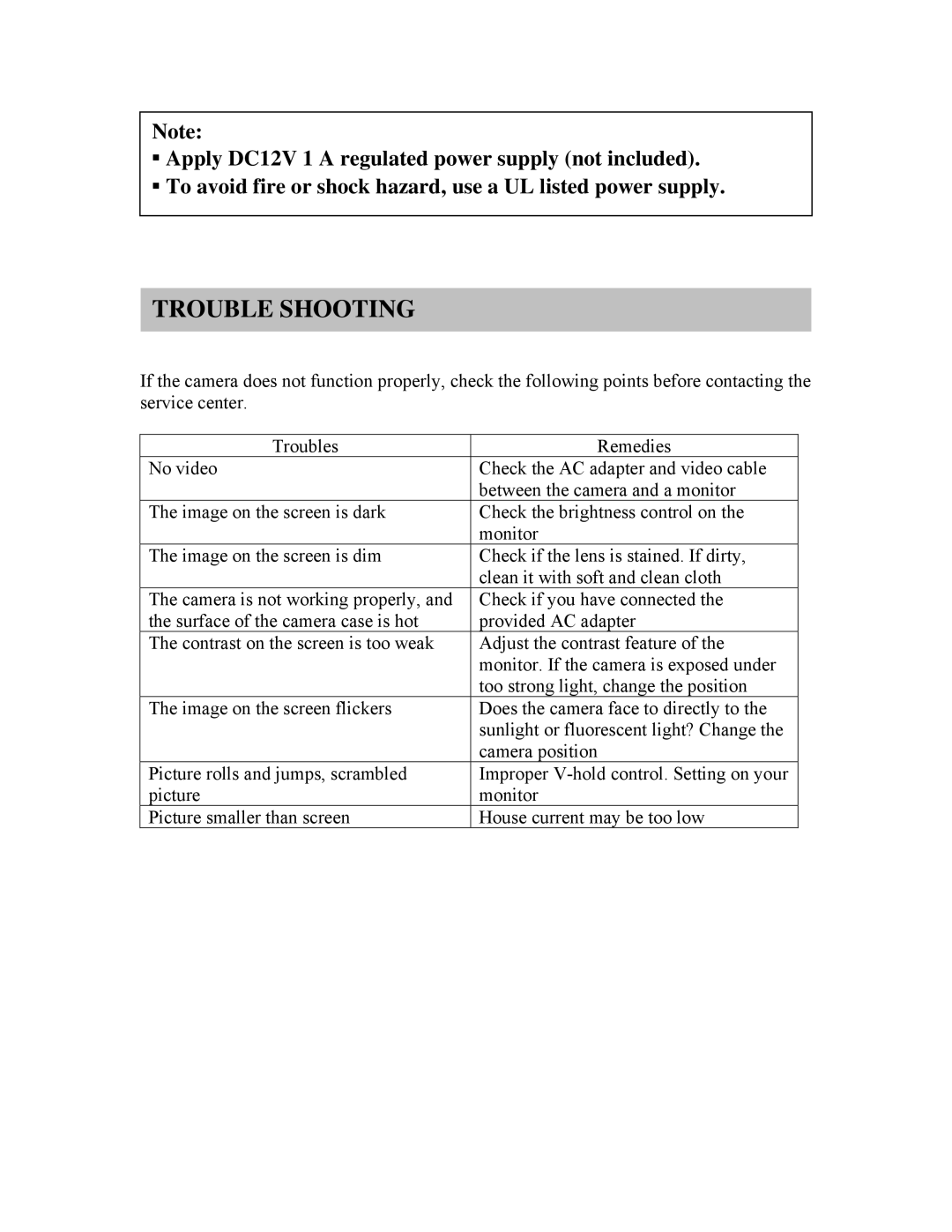 Clover Electronics HDC211 instruction manual Trouble Shooting 