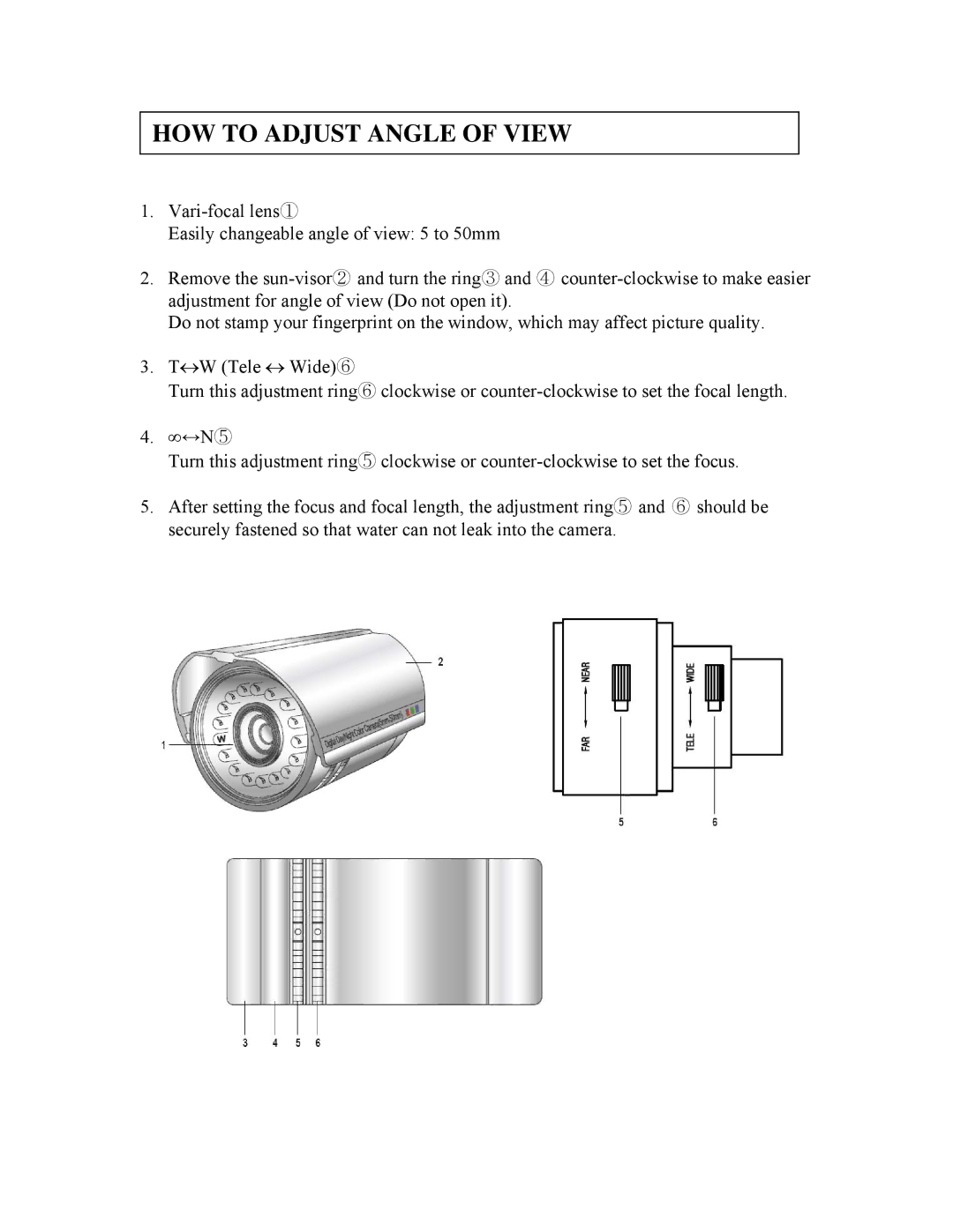 Clover Electronics HDC501 instruction manual HOW to Adjust Angle of View 