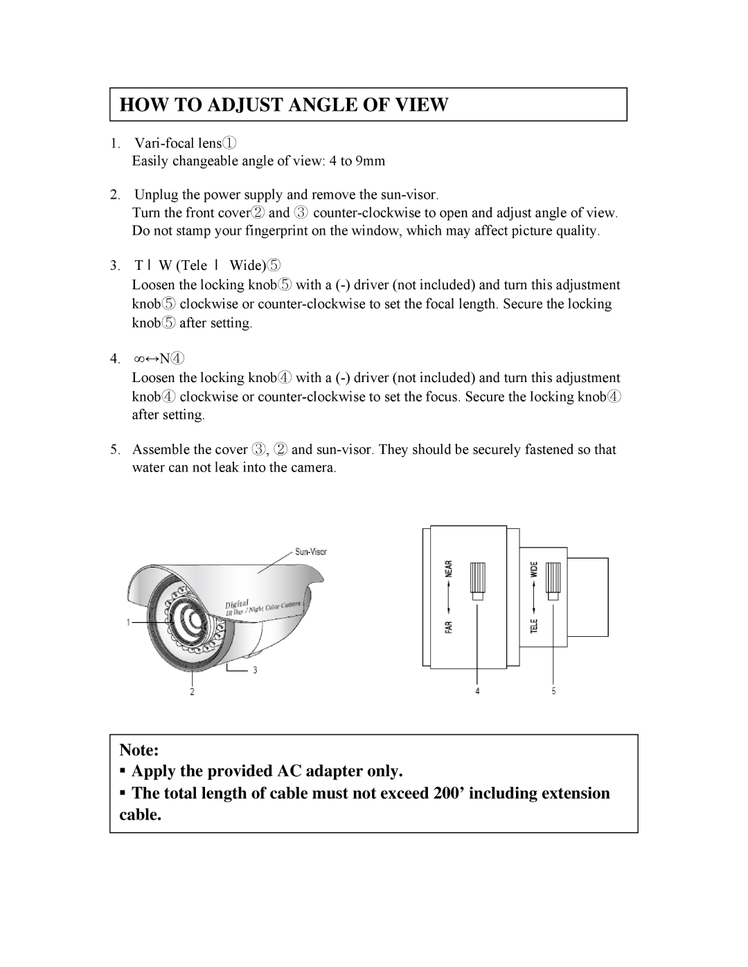 Clover Electronics HDC577 instruction manual HOW to Adjust Angle of View 