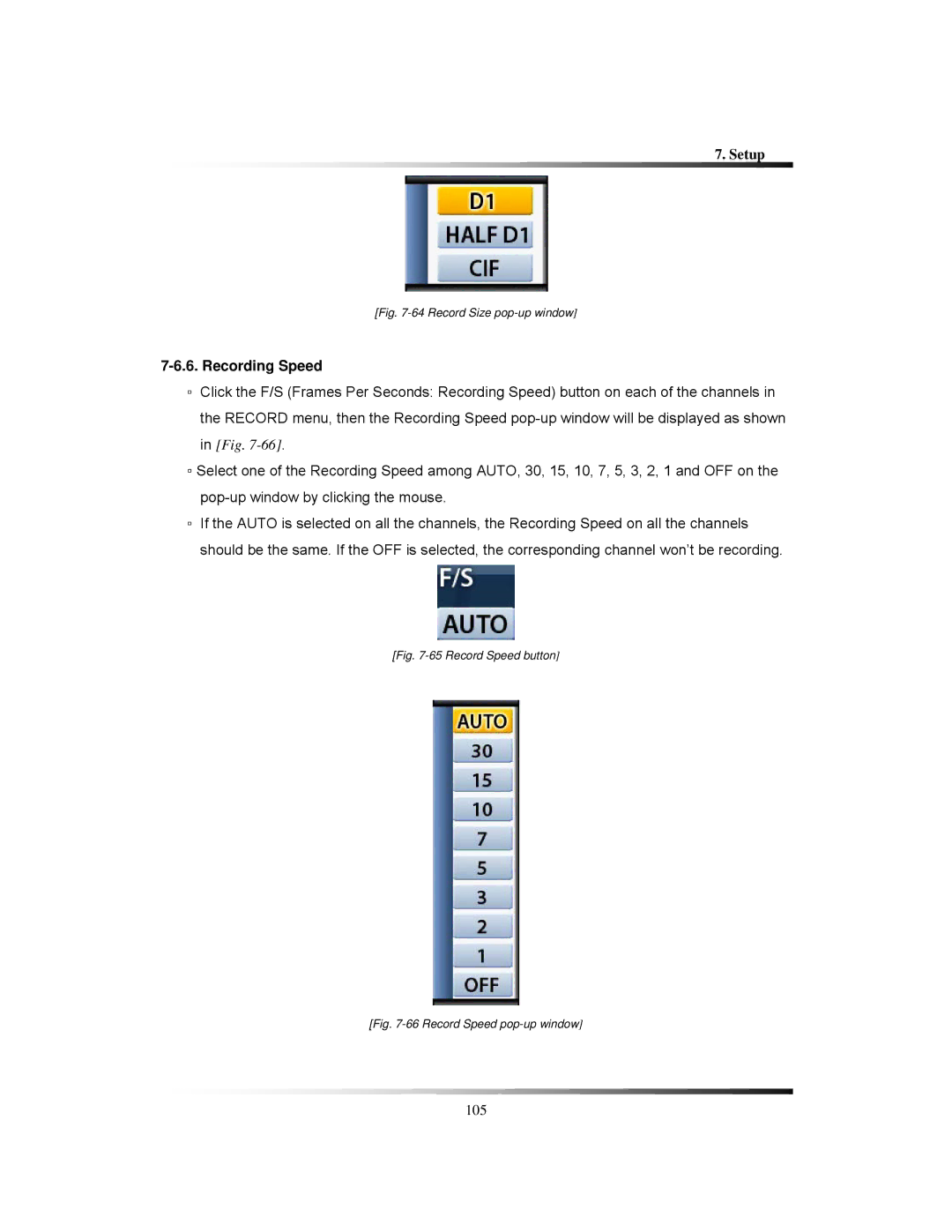 Clover Electronics LCD2084, LCD2088 instruction manual Recording Speed, Record Size pop-up window 