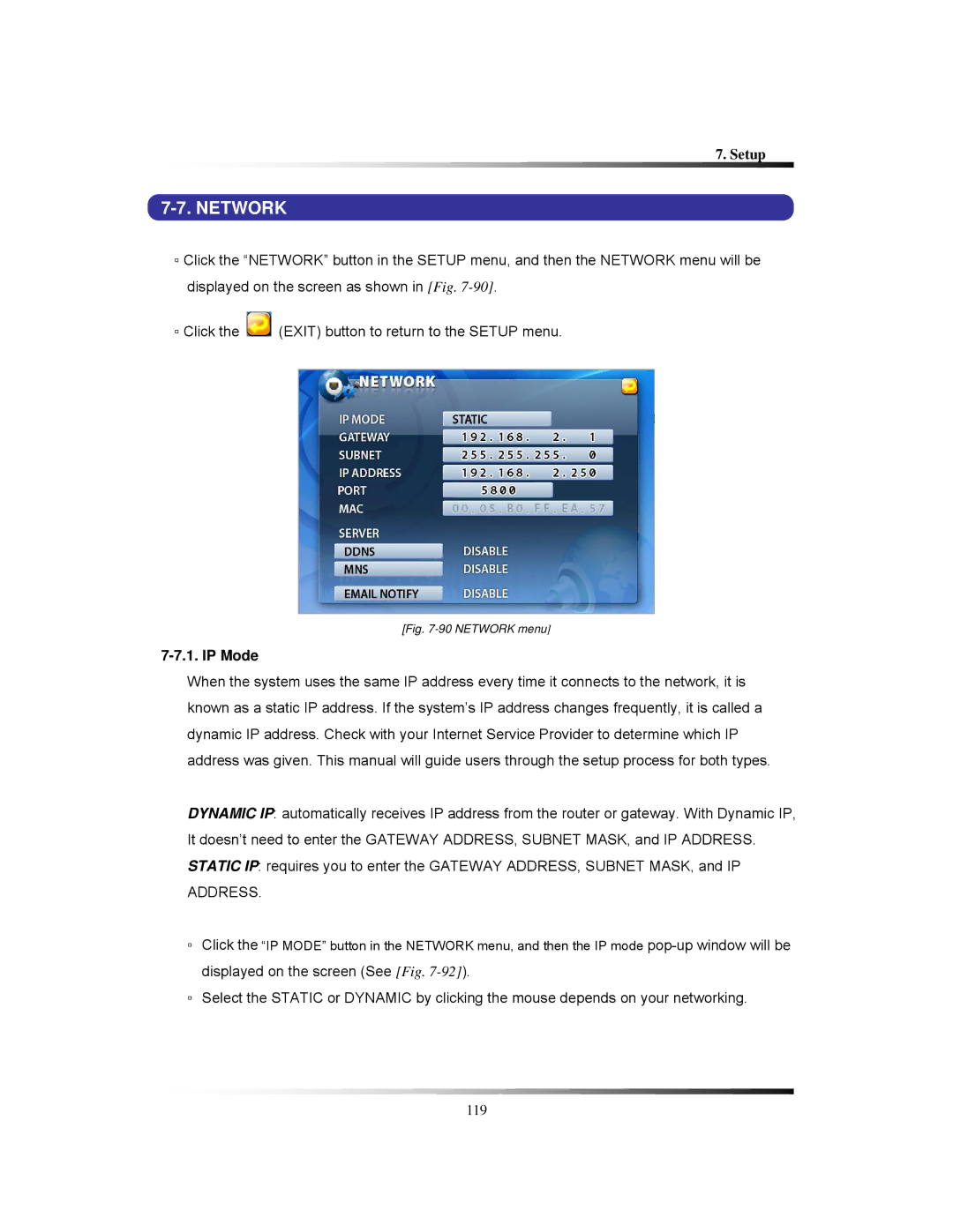 Clover Electronics LCD2084, LCD2088 instruction manual Network, IP Mode 