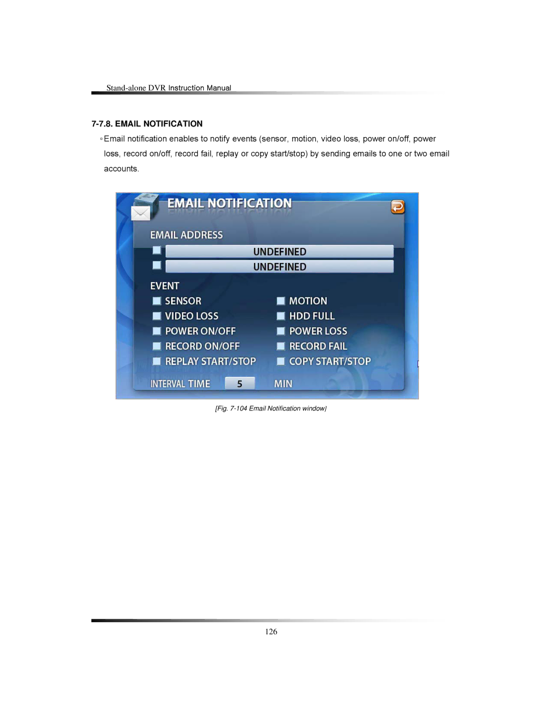 Clover Electronics LCD2088, LCD2084 instruction manual Email Notification window 