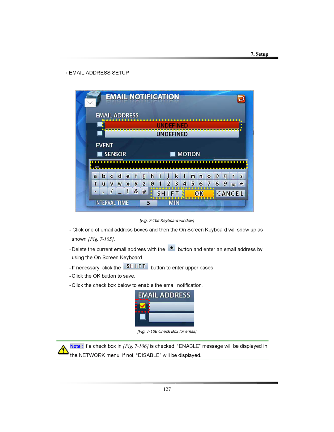 Clover Electronics LCD2084, LCD2088 instruction manual Email Address Setup, Keyboard window 