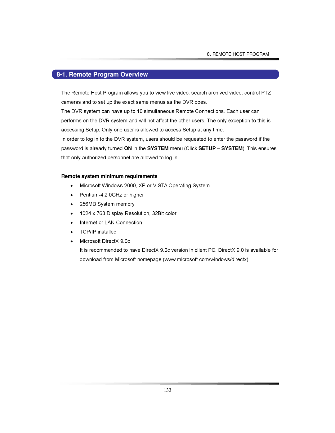 Clover Electronics LCD2084, LCD2088 instruction manual Remote Program Overview, Remote system minimum requirements 