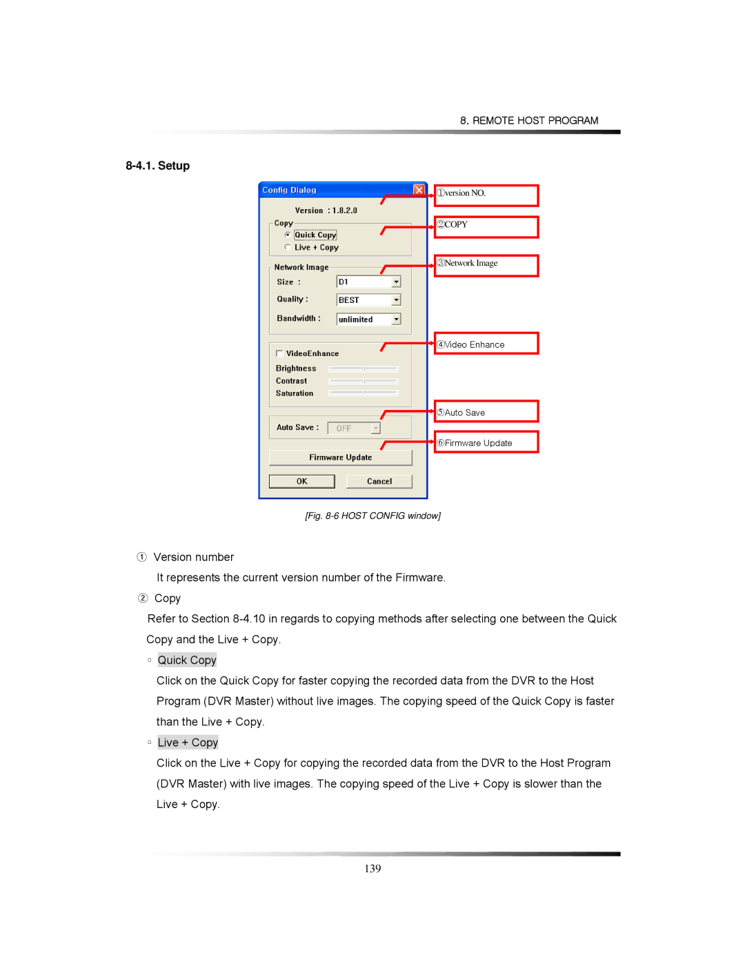 Clover Electronics LCD2084, LCD2088 instruction manual Setup, Host Config window 