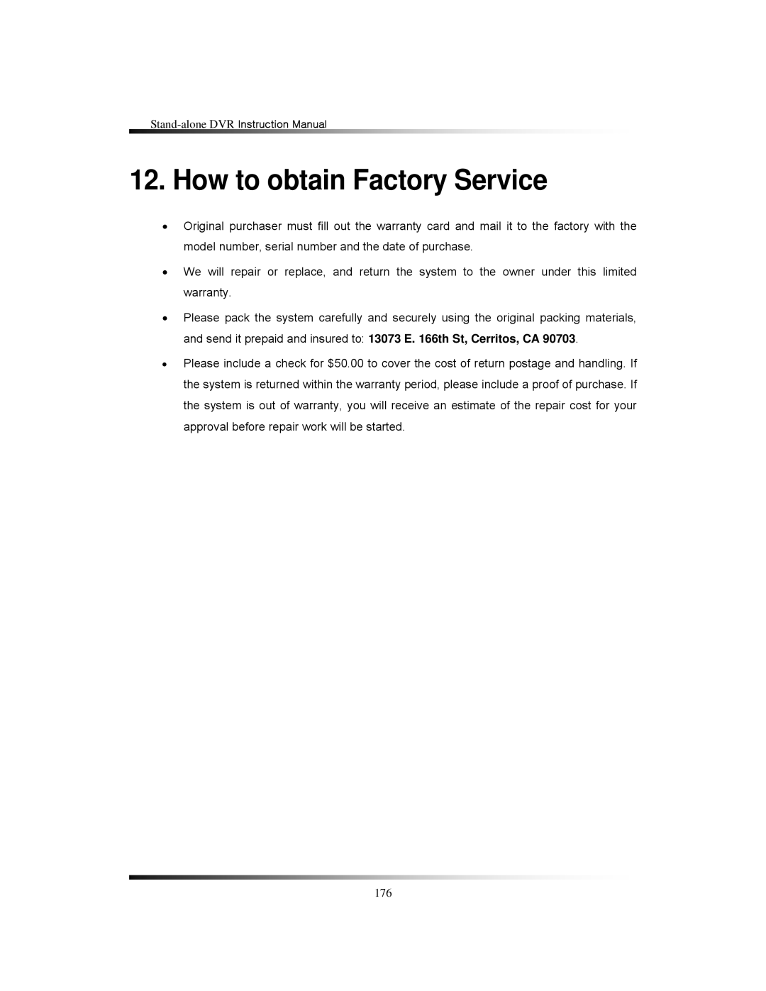 Clover Electronics LCD2088, LCD2084 instruction manual How to obtain Factory Service 