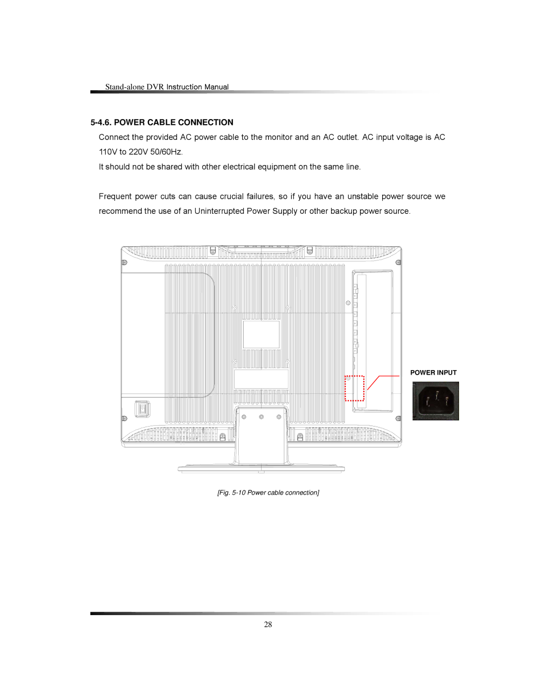 Clover Electronics LCD2088, LCD2084 instruction manual Power Cable Connection, Power cable connection 