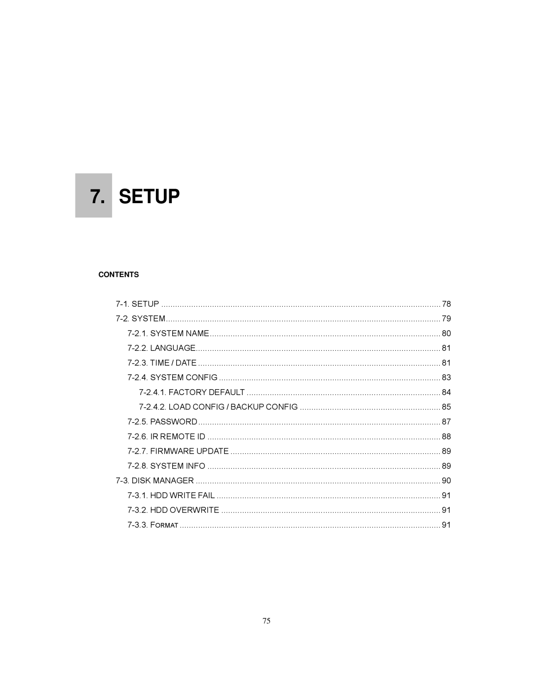 Clover Electronics LCD2084, LCD2088 instruction manual Setup, Factory Default Load Config / Backup Config 