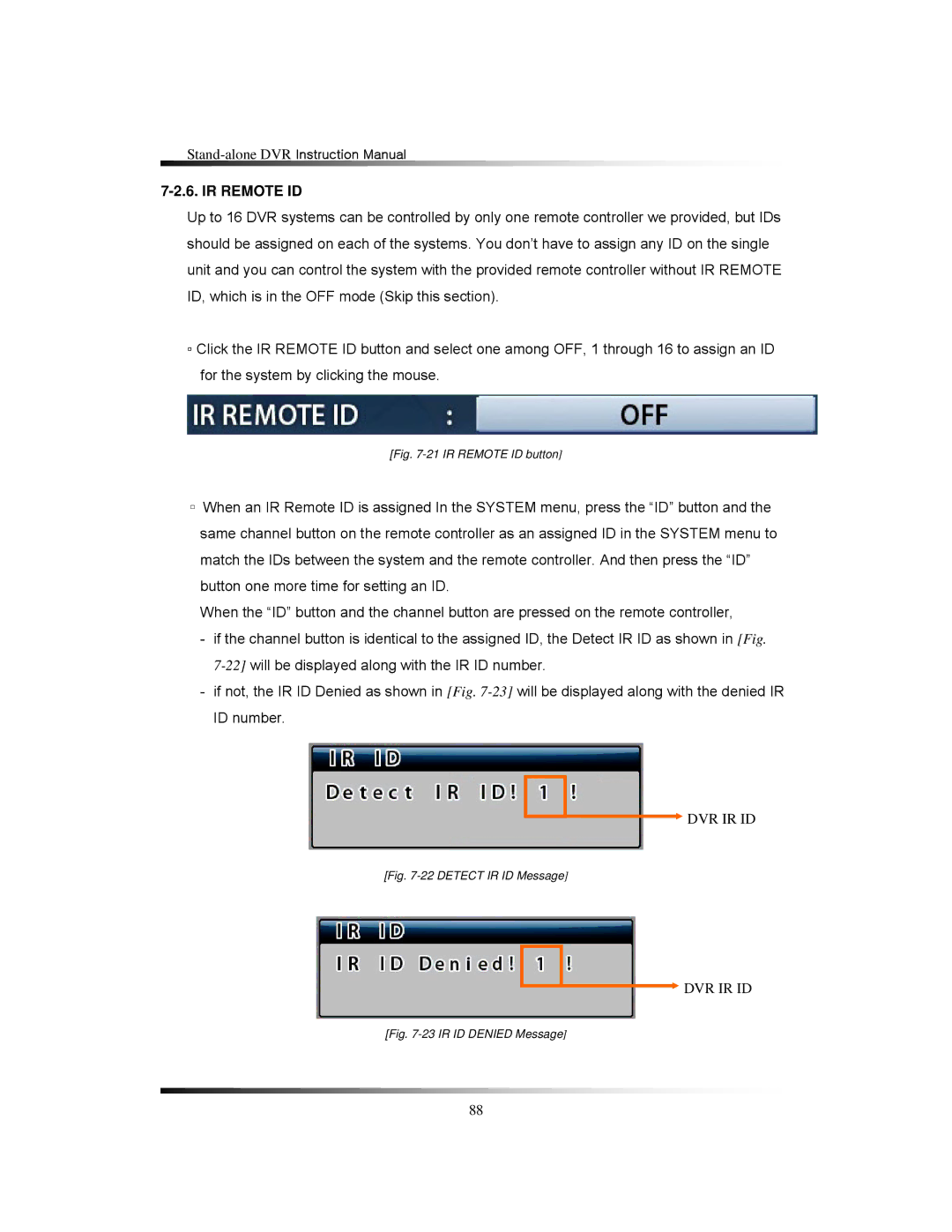 Clover Electronics LCD2088, LCD2084 instruction manual IR Remote ID button 