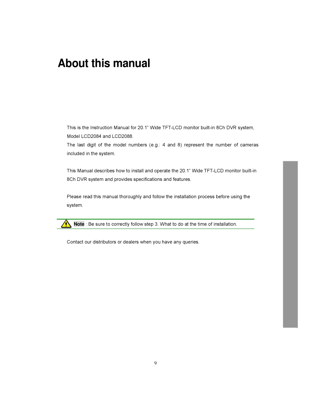 Clover Electronics LCD2084, LCD2088 instruction manual About this manual 