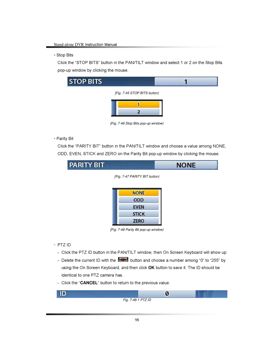 Clover Electronics LCD2088, LCD2084 instruction manual Parity Bit, Ptz Id 