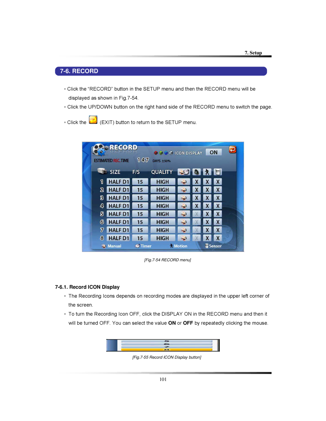 Clover Electronics LCD26168, LCD261616, LCD26164 instruction manual Record Icon Display 