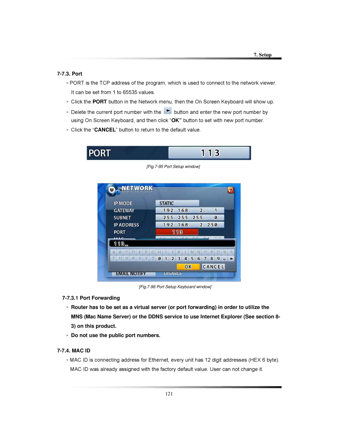 Clover Electronics LCD26164, LCD261616, LCD26168 instruction manual Port Setup window 