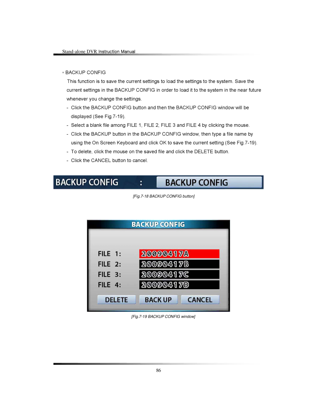 Clover Electronics LCD26168, LCD261616, LCD26164 instruction manual Backup Config button 