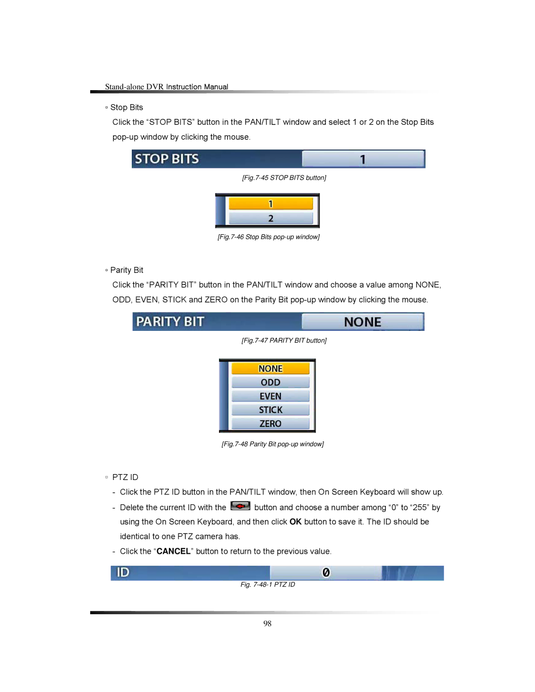 Clover Electronics LCD26168, LCD261616, LCD26164 instruction manual Parity Bit, Ptz Id 