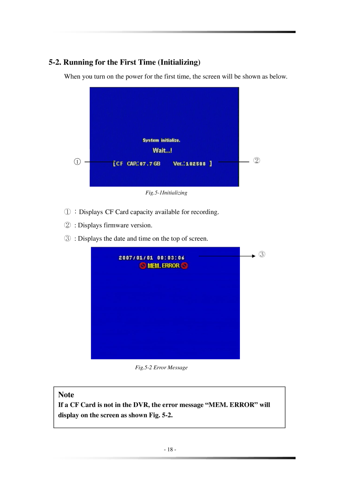 Clover Electronics MVR1020 instruction manual Running for the First Time Initializing, 1Initializing 